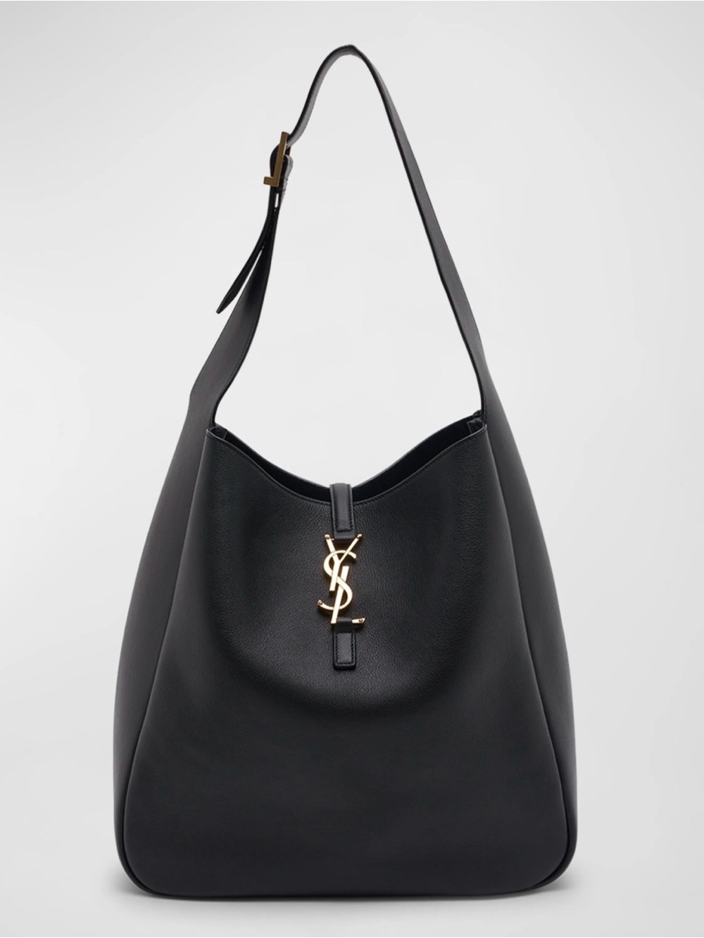 Yves Saint Laurent YSL Le 5 A 7 Supple Large Shoulder Hobo Bag in Black Leather